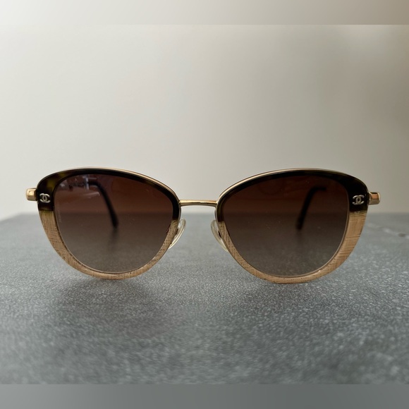 CHANEL Gold and Brown Sunglasses